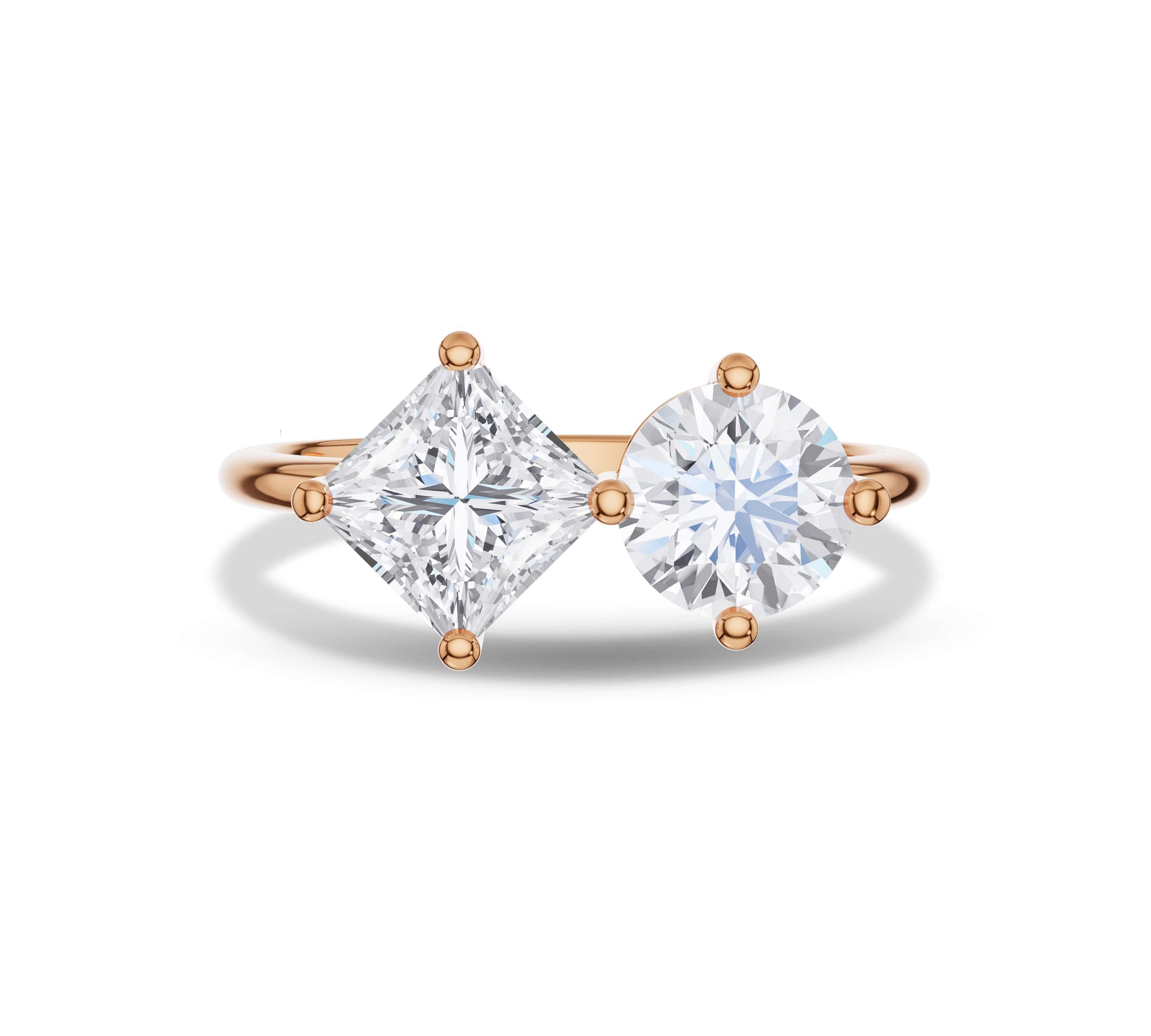Two stone diamond ring in rose gold