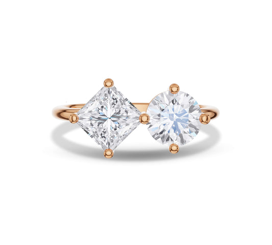 Two stone diamond ring in rose gold