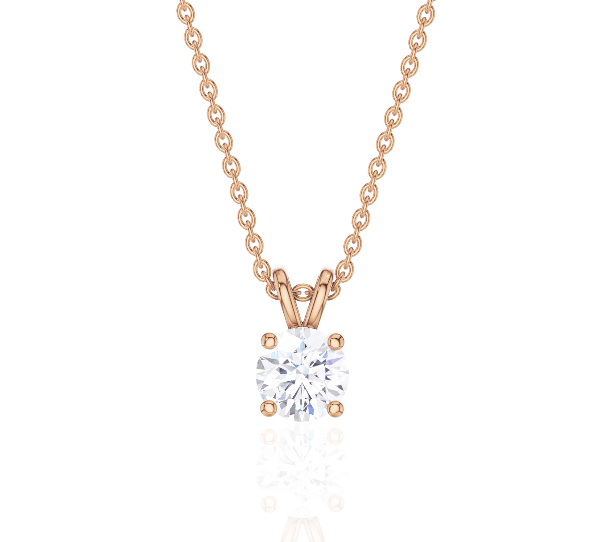 Round 4-Prong Solitaire Diamond Pendant Necklace