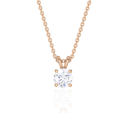 Round 4-Prong Solitaire Diamond Pendant Necklace