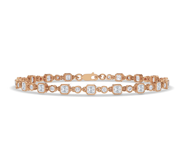 Asscher and Round Alternate Tennis Bracelet
