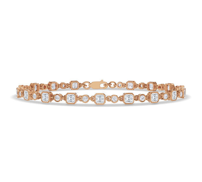 Asscher and Round Alternate Tennis Bracelet