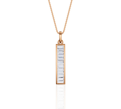 Sleek minimalist bar necklace with vertical gold setting