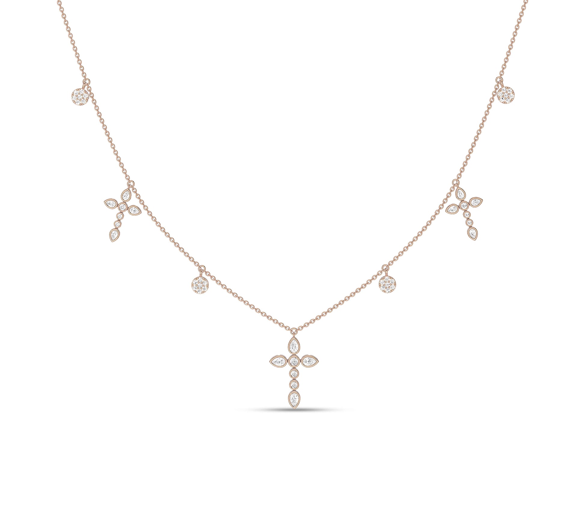 Delicate cross necklace with leaf design