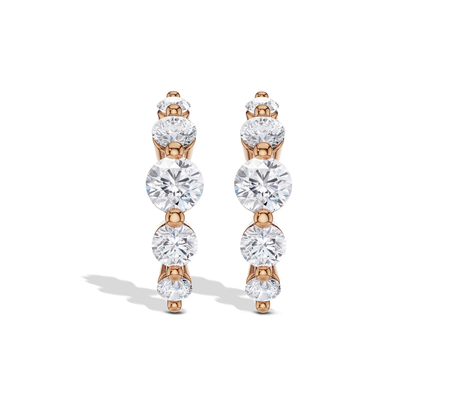 rose gold diamond curved earrings with gradient designe 