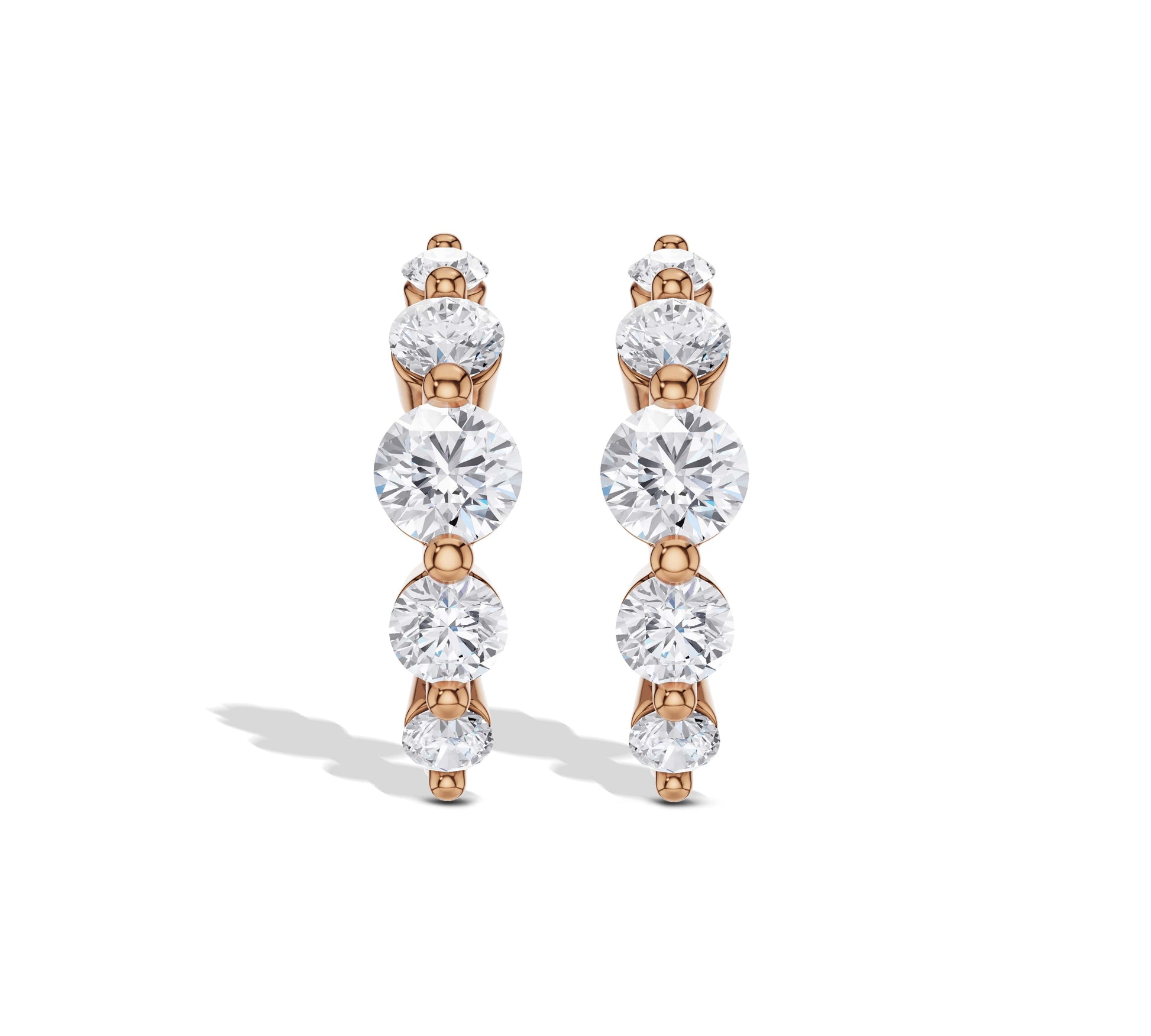 rose gold diamond curved earrings with gradient designe 