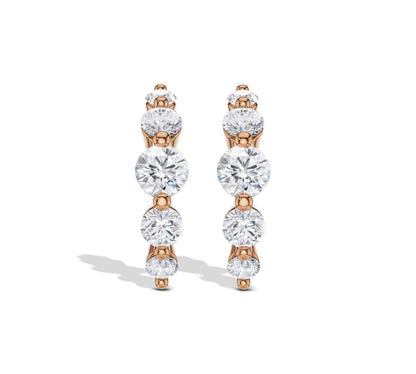 rose gold diamond curved earrings with gradient designe 