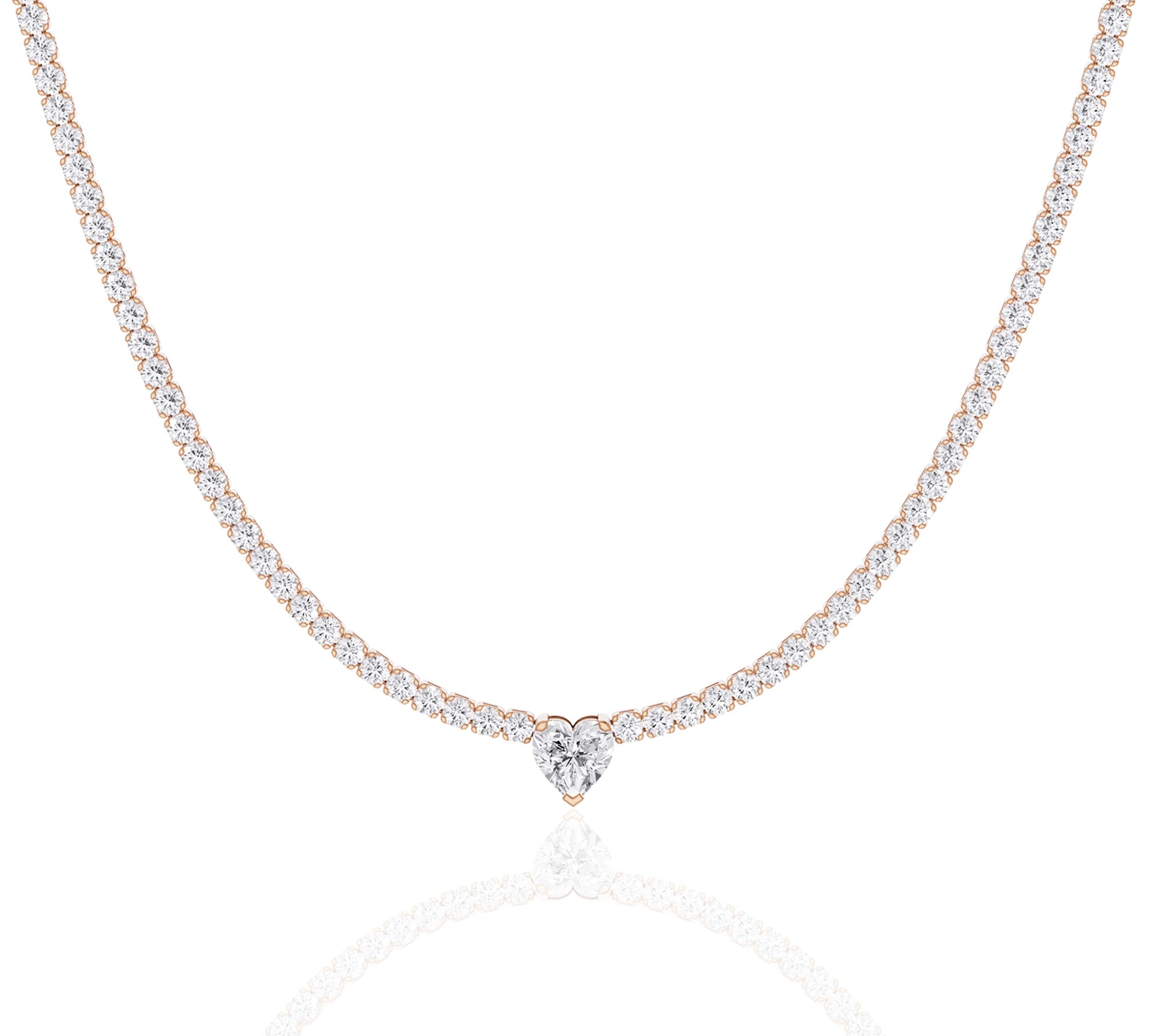 heart shaped diamond tennis necklace