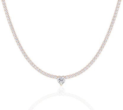 heart shaped diamond tennis necklace