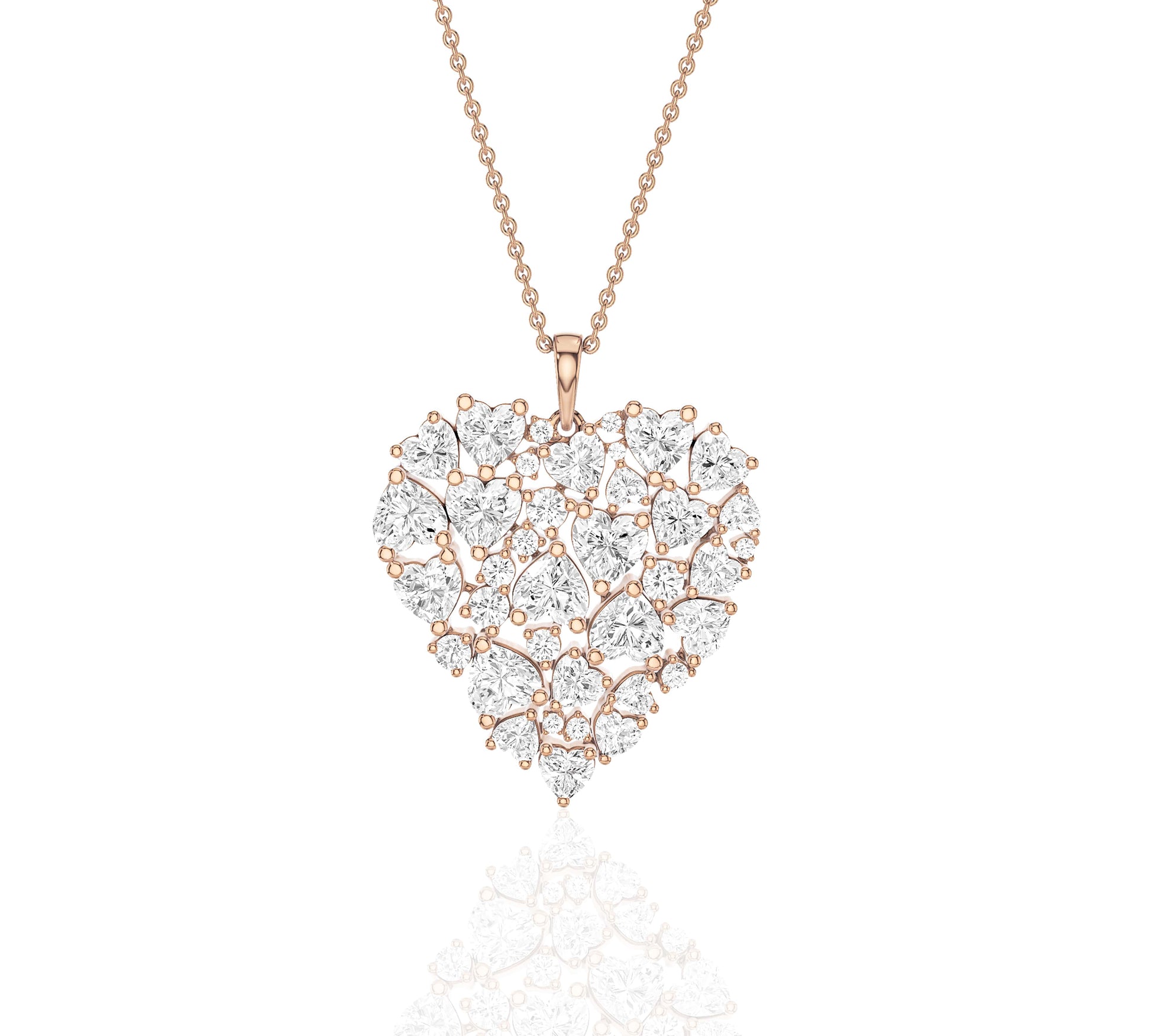 Shimmering heart-shaped necklace in 18k yellow gold
