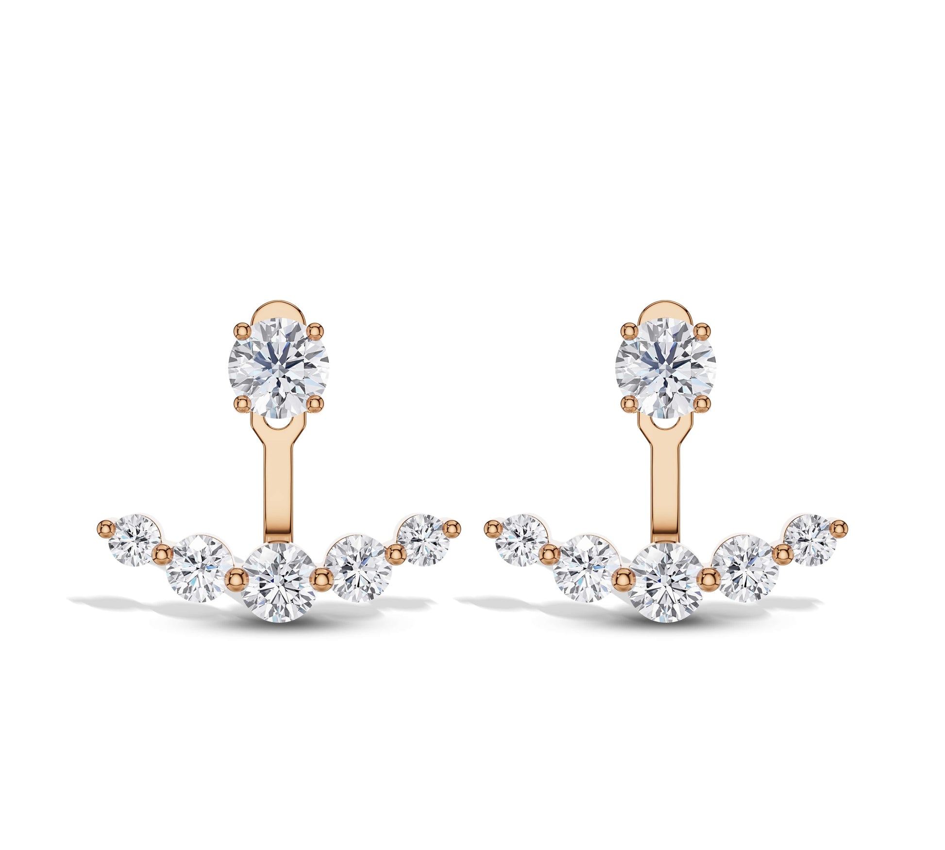 Rose gold diamond earring jackets and studs