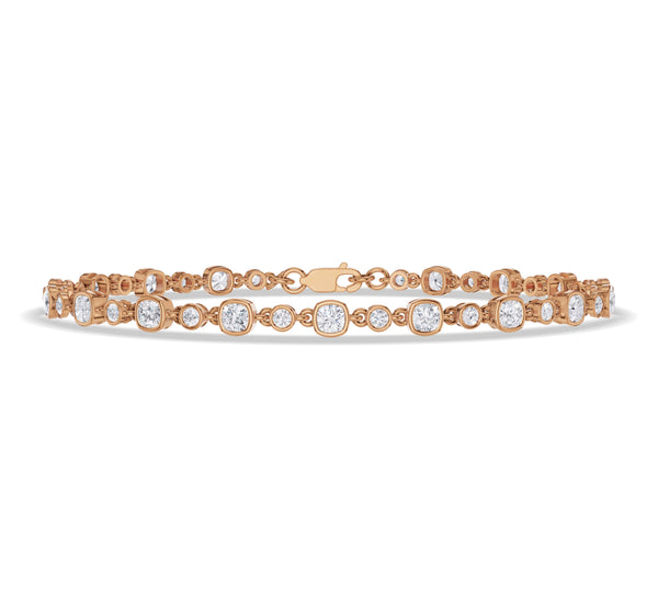 Cushion and Round Moissanite Tennis Bracelet