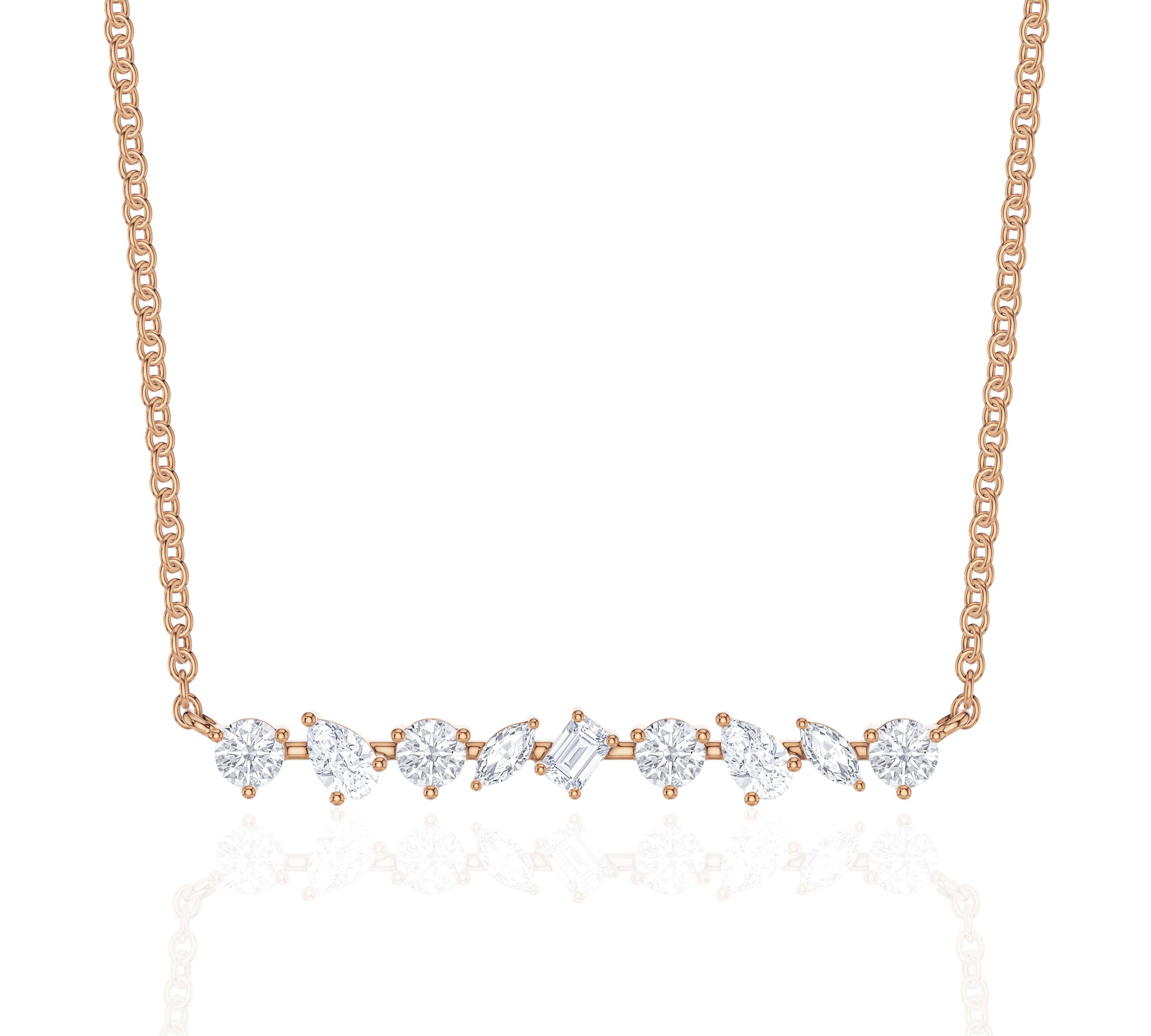 rose gold bar diamond necklace