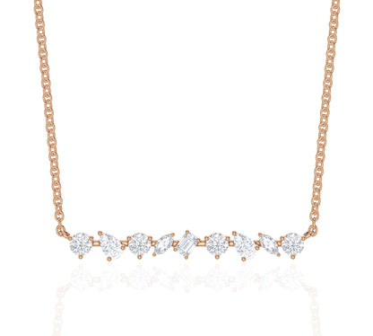 rose gold bar diamond necklace