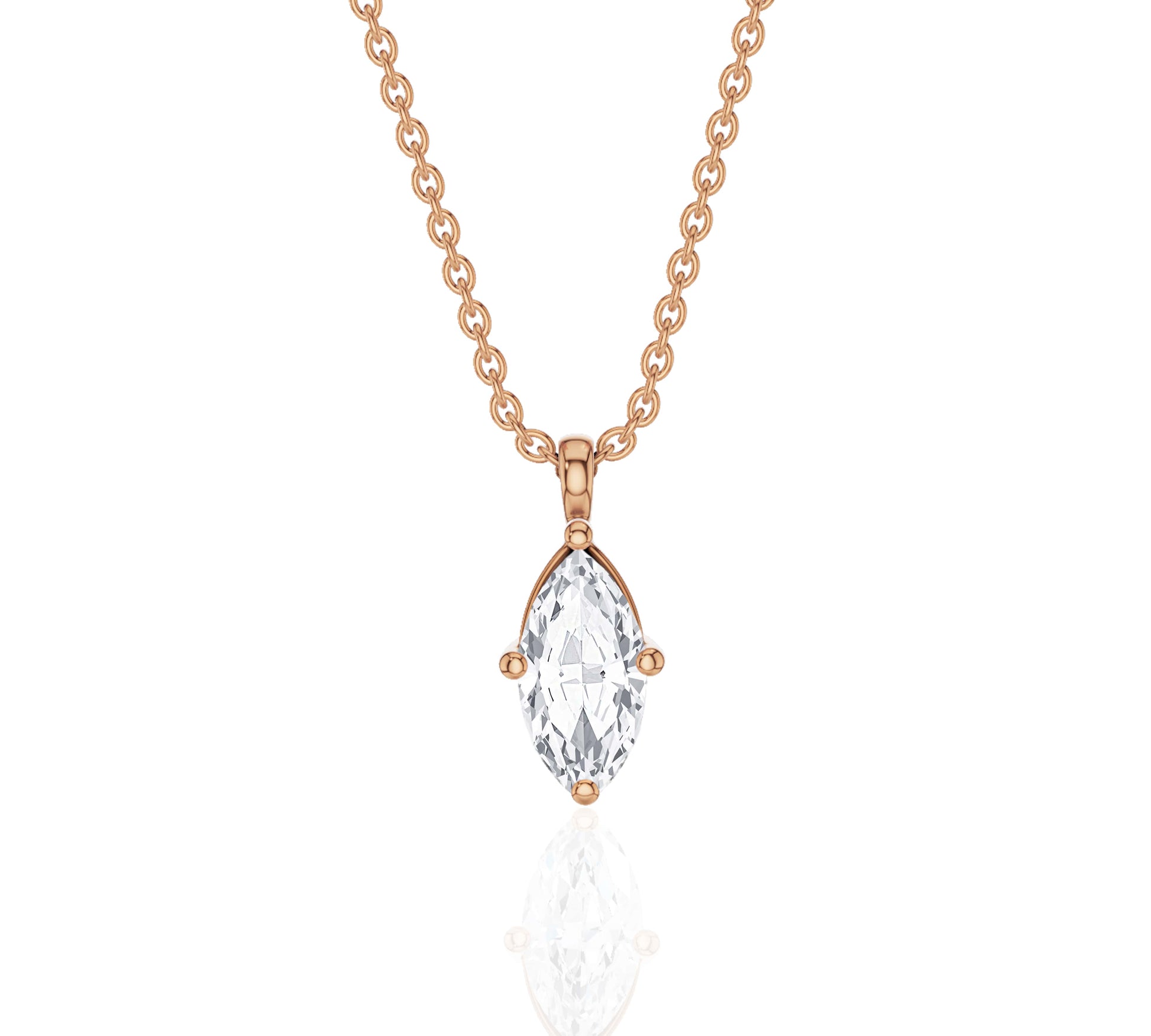 rose gold solitaire diamond necklace​