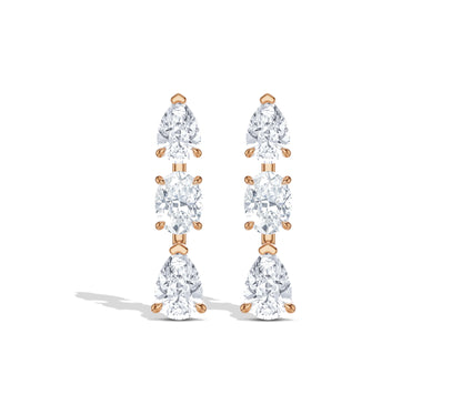 Long pear-cut and oval diamond earrings