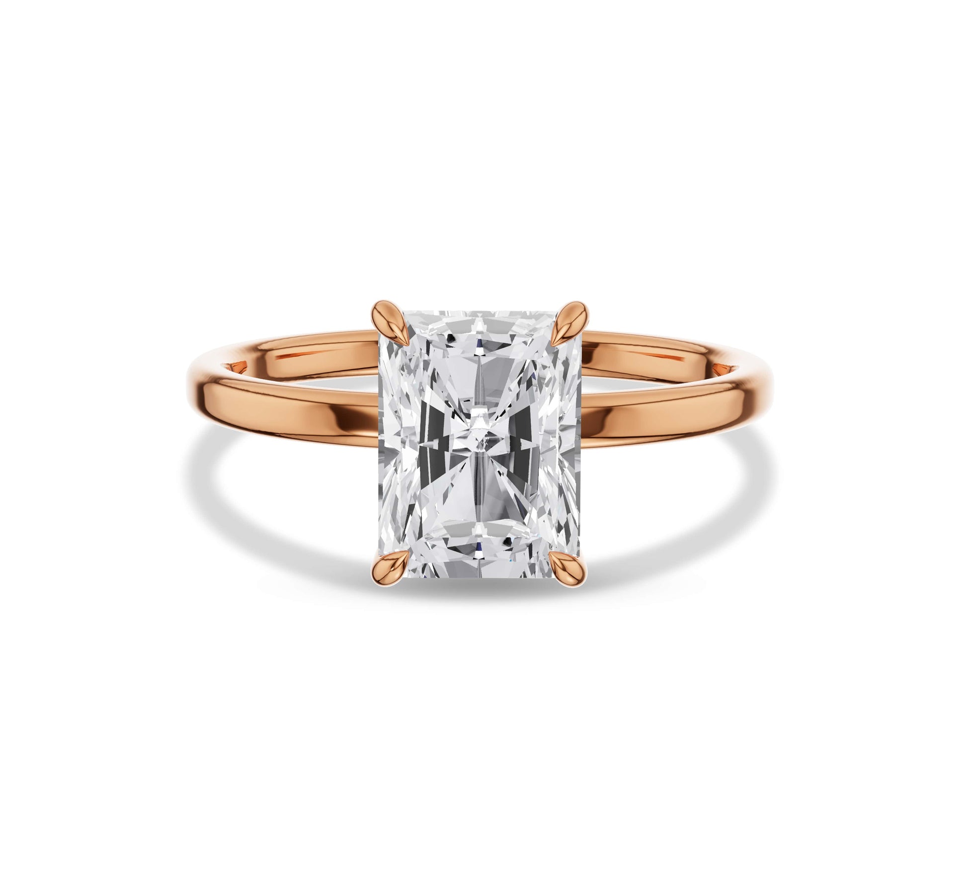 Bold rectangular diamond set in a solitaire gold band