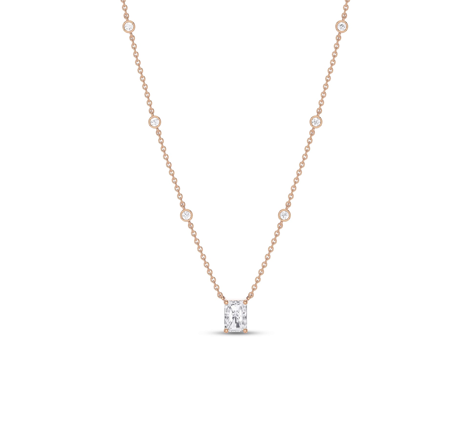 radiant diamond Station Necklace
