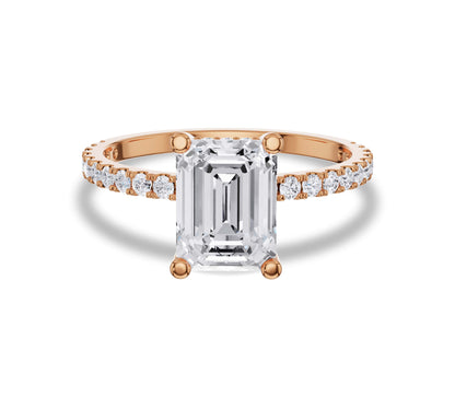 Emerald cut rose gold engagement ring with sparkle