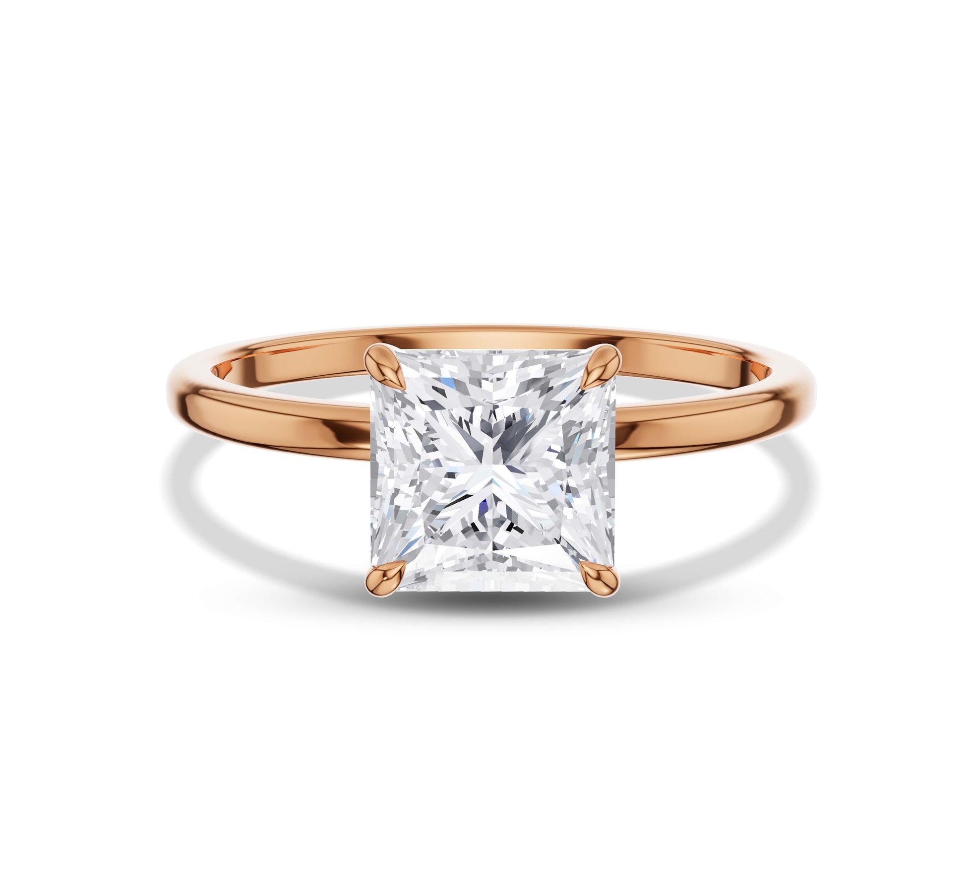 Princess shape solitaire diamond ring in rose gold