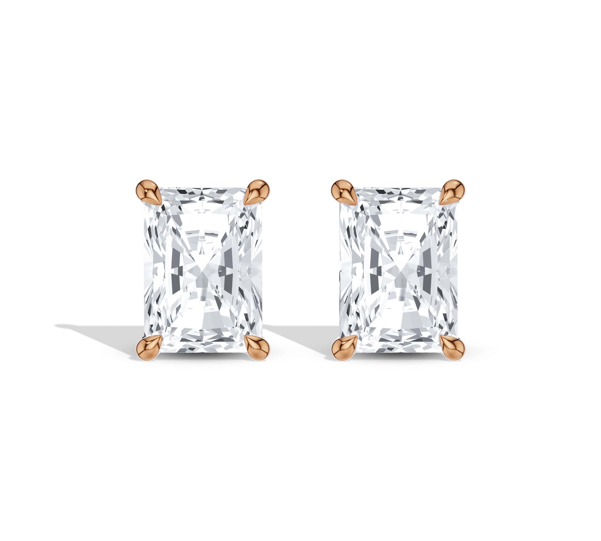 14K rose gold radiant diamond earrings