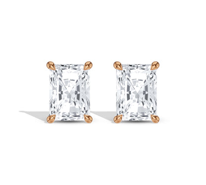 14K rose gold radiant diamond earrings