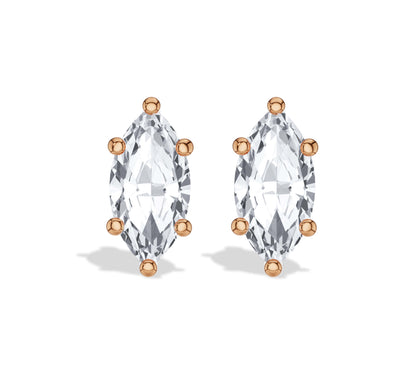 Marquise Diamond Stud Earrings Six Prong