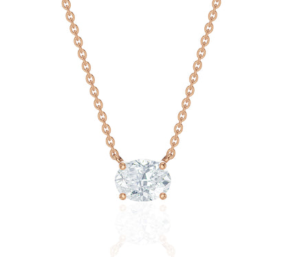 Horizontal Oval Cut Diamond Necklace