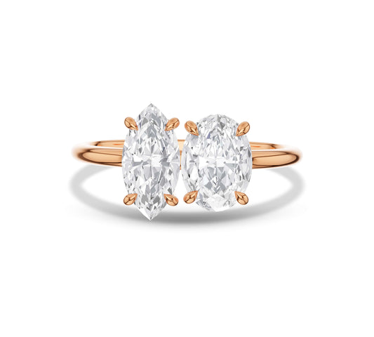 rose gold toi et moi engagement rings