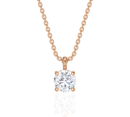 14k gold solitaire diamond necklace