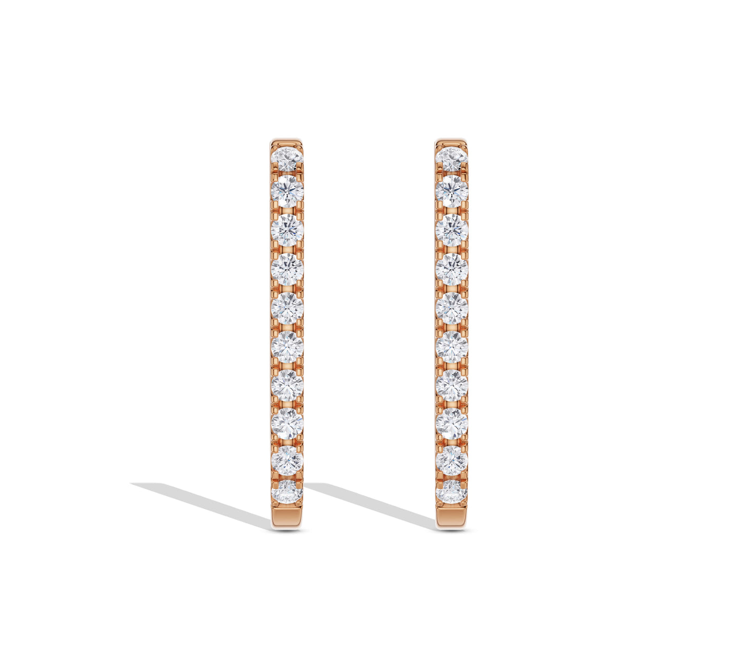 Yellow gold bar-shaped hoop earrings