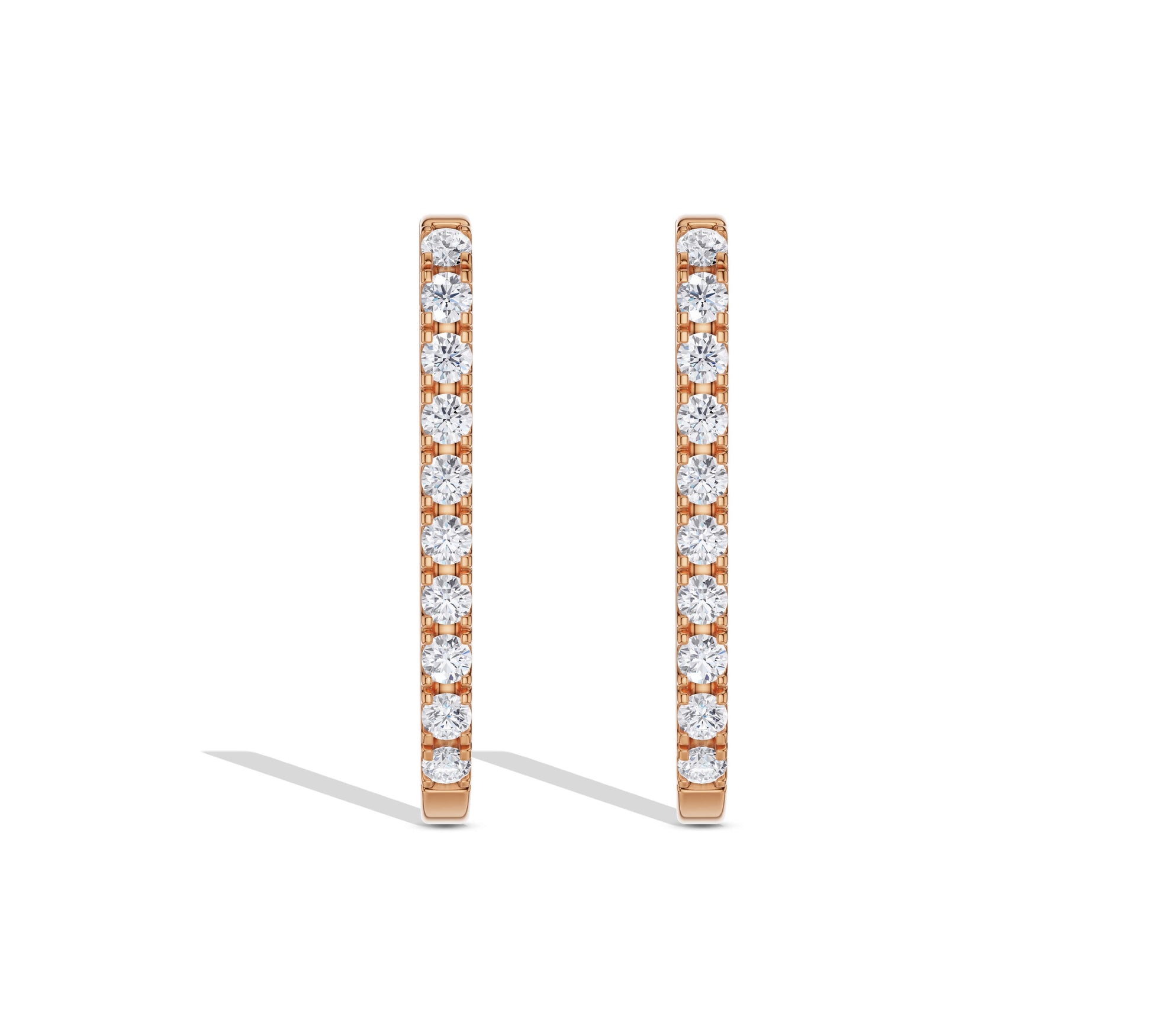 Yellow gold bar-shaped hoop earrings