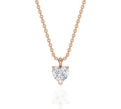 Heart Diamond Pendant Necklace Gold Solitaire