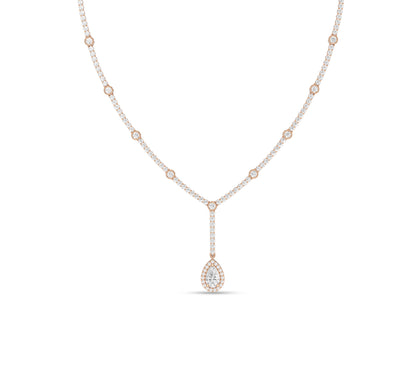 Pear shaped drop necklace in 14K yellow gold lariat style