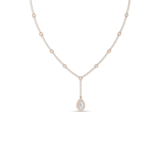 Pear shaped drop necklace in 14K yellow gold lariat style