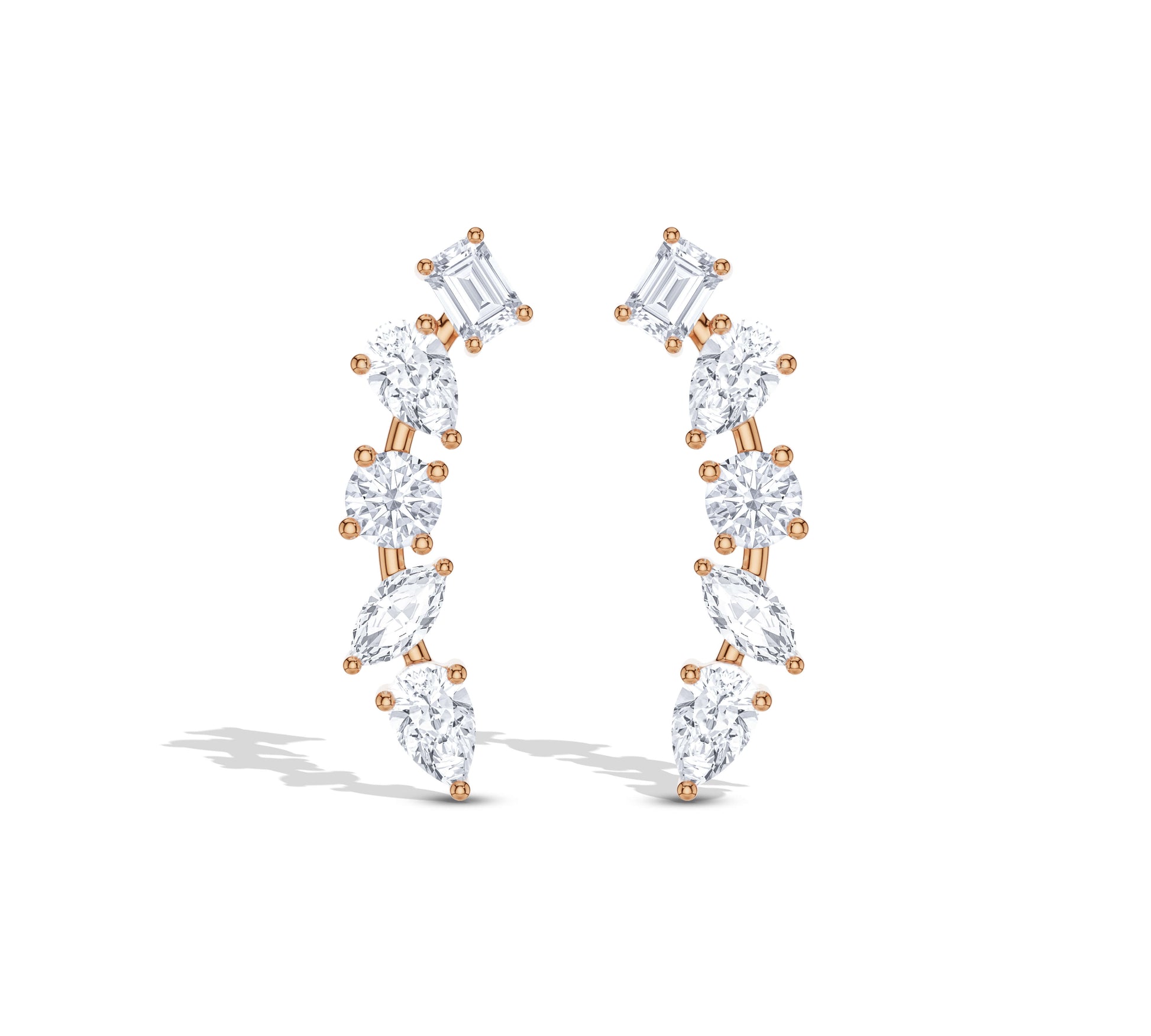Elegant lab diamond earrings in a curve
