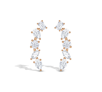 Elegant lab diamond earrings in a curve