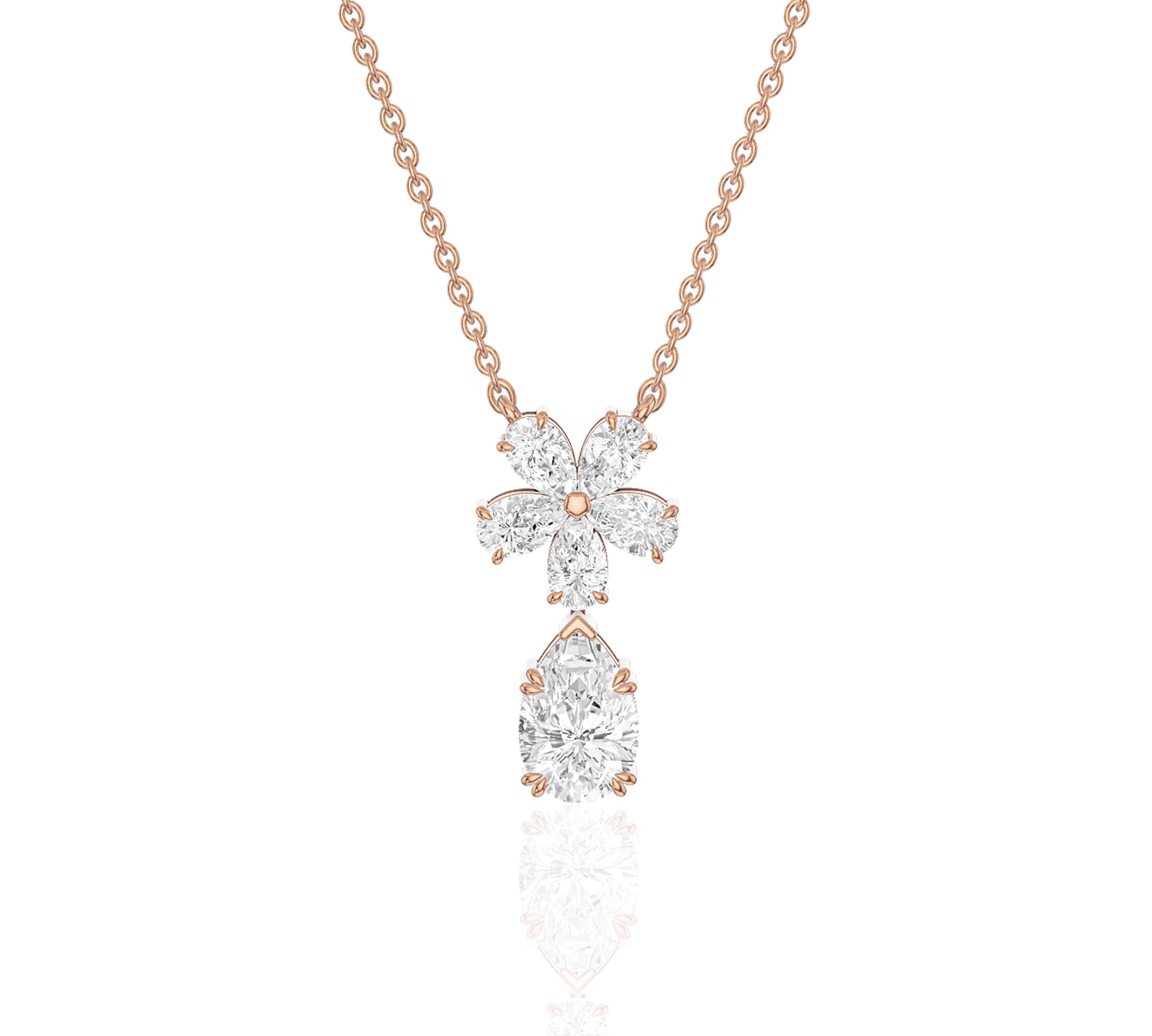 Cluster flower necklace with moissanite petals