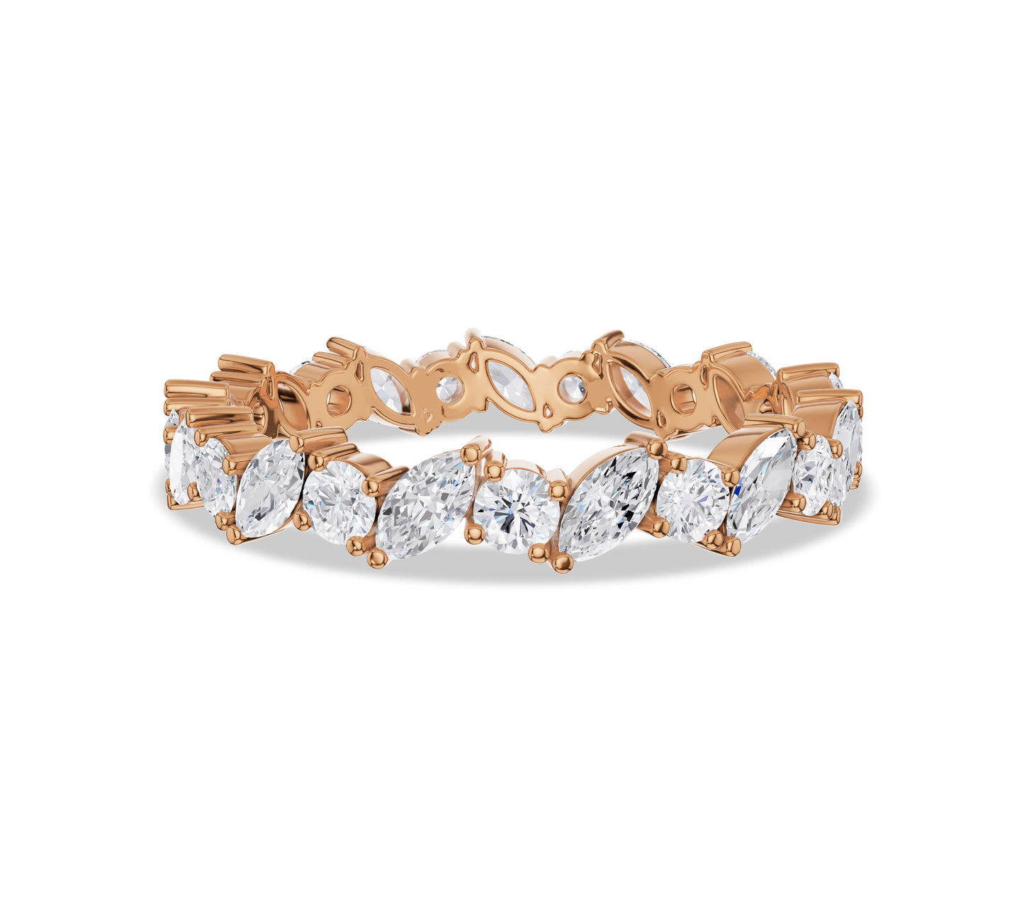rose gold setting with marquise diamonds