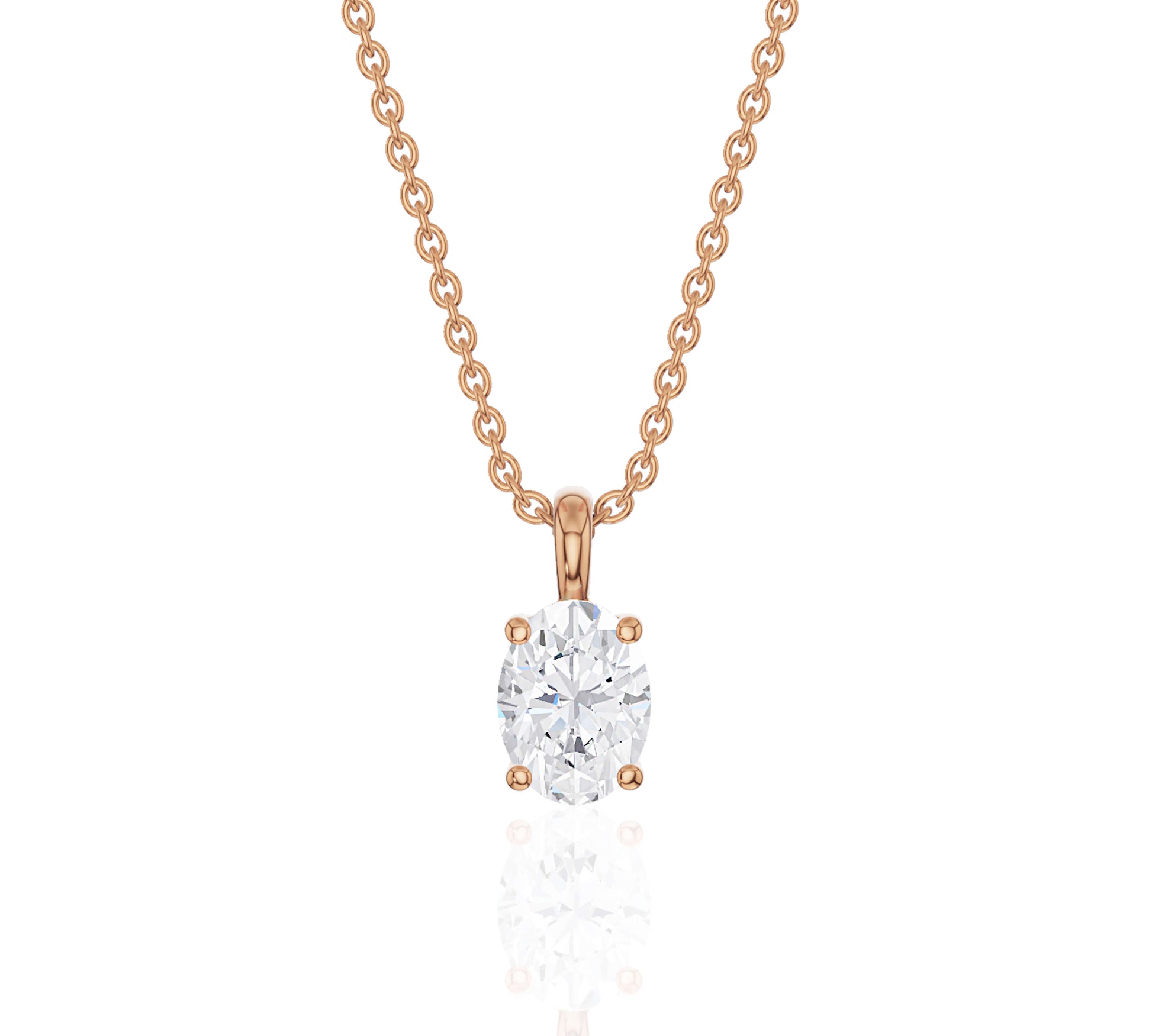 necklace with oval pendant single loop