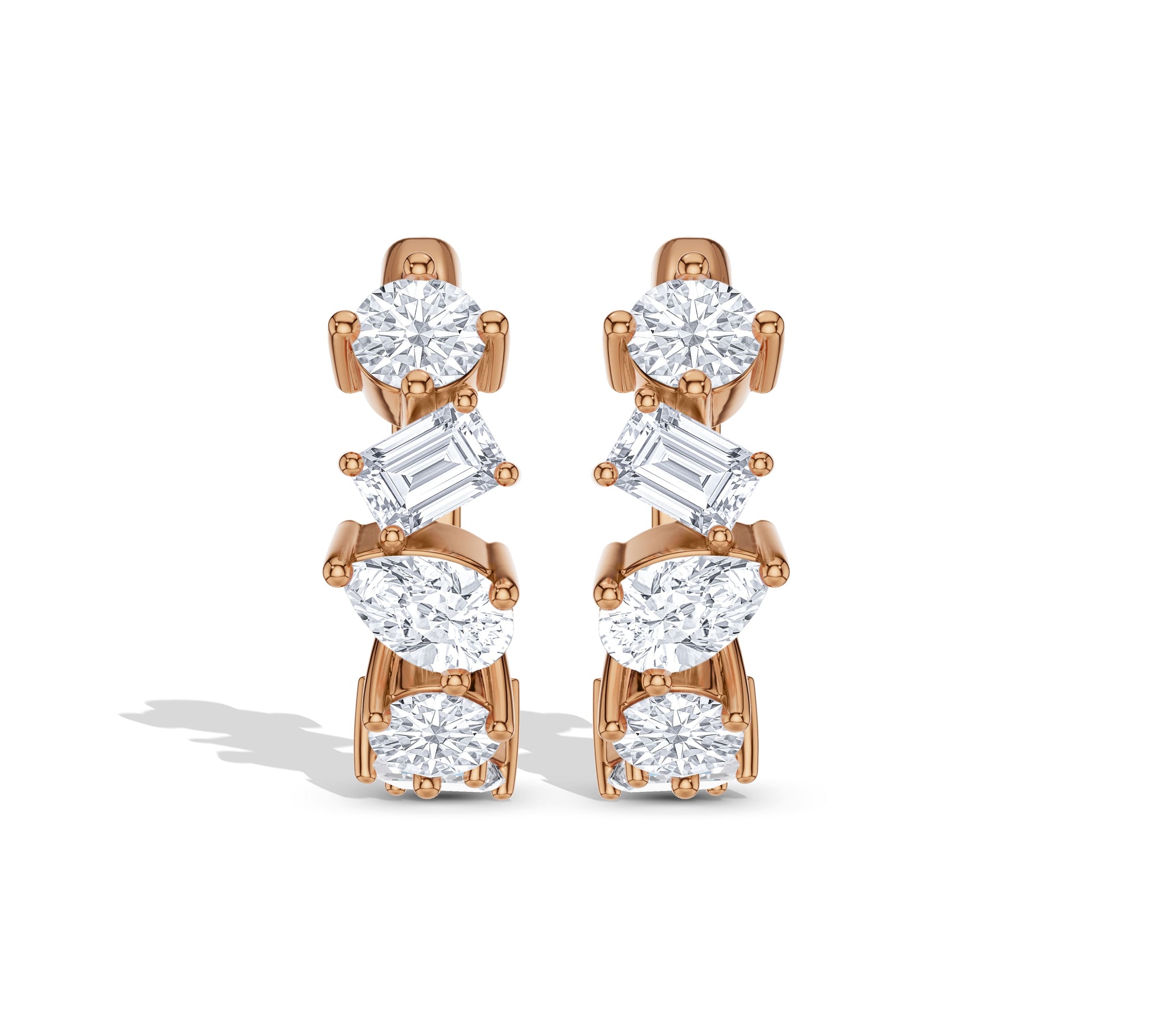 rose gold hoop earrings featuring marquise