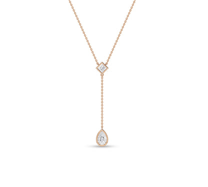 lariat necklace gold​ with princess and pear