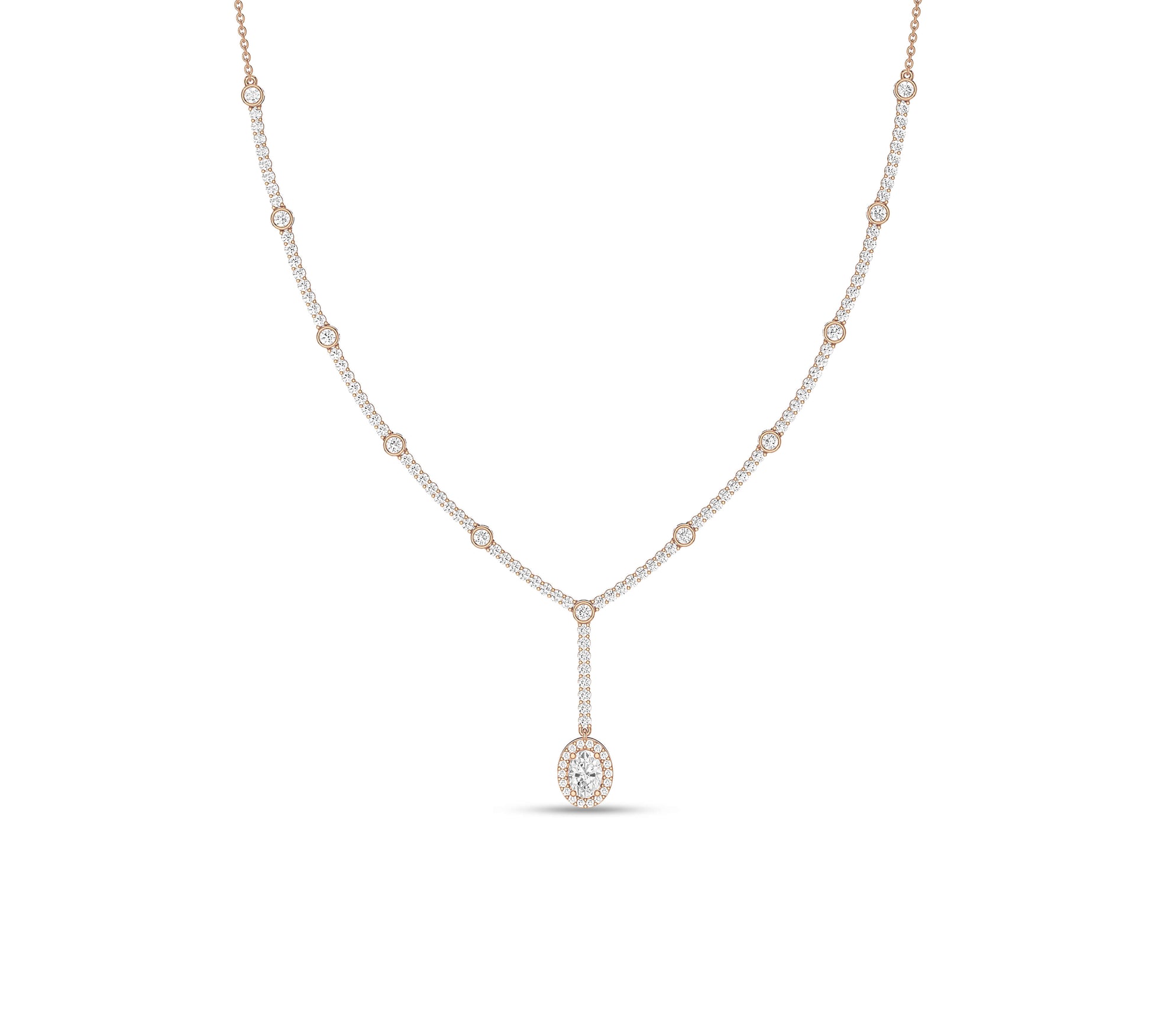 Elegant gold necklace with oval pendant drop for bridal styling