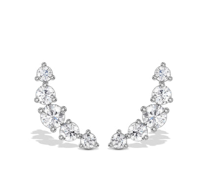 White gold graduated diamond climber studs