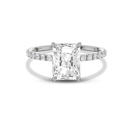 Modern radiant cut diamond ring in white  gold