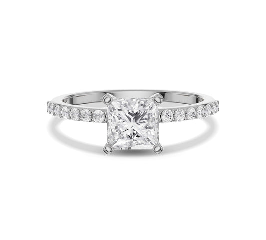 ring square diamond in white gold