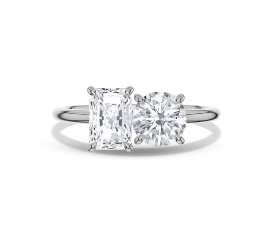 toi et moi engagement ring with wedding band