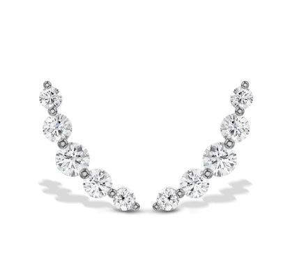 White gold diamond ear climber earrings