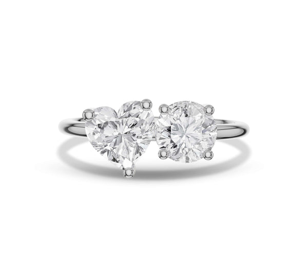 Heart and Round Toi et Moi Engagement Ring