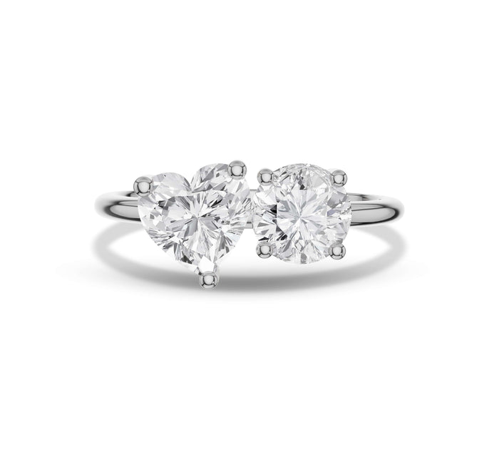 Heart and Round Toi et Moi Engagement Ring